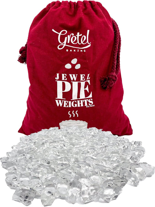 Jewel Glass Pie Weights for Baking | Will Not Roll Away | Better Than Ceramic | Dust-Free Borosilicate Glass | Large Quantity 2.5 lbs | Drawstring Storage Bag | Essential baking tools and accessories