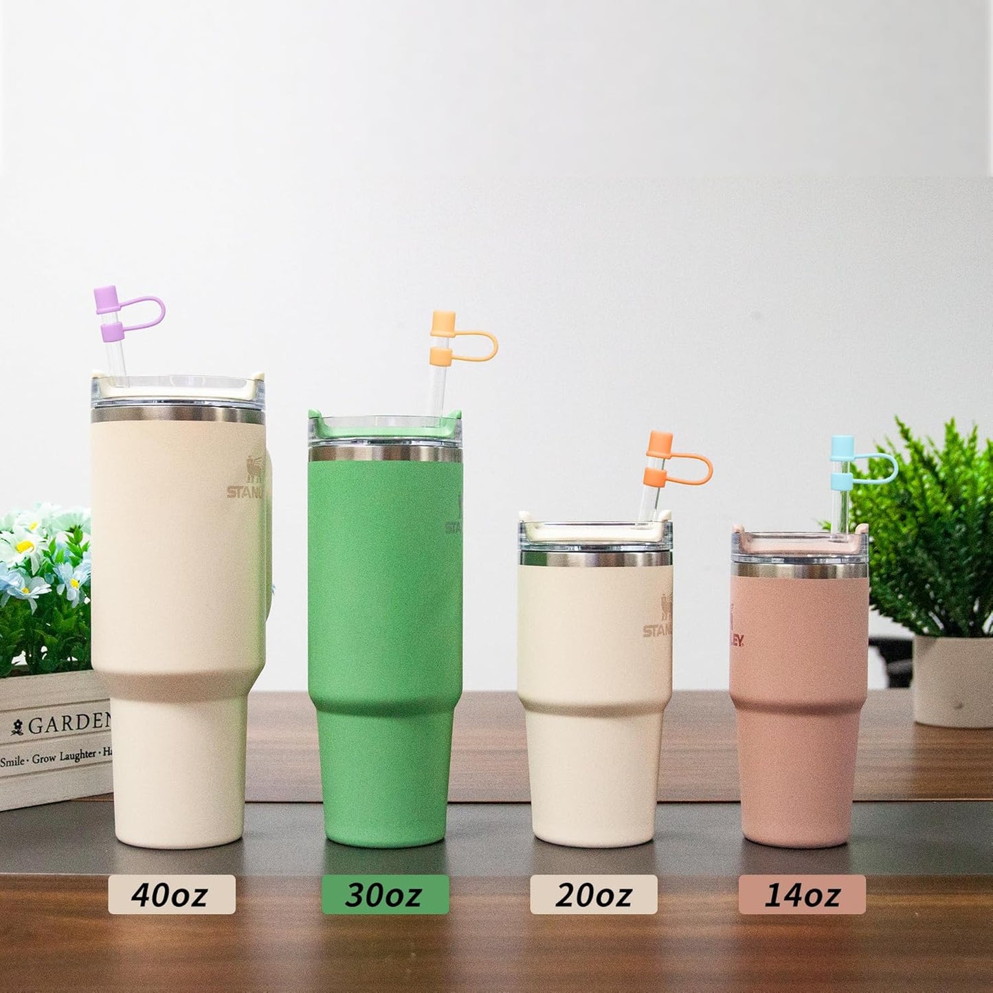 Straw Toppers for 10mm/0.39inch Diameter Straw Cover, compatable for Stanley/Owala Tumblers, Food Grade Silicone. (5pcs-Basics-Purple)