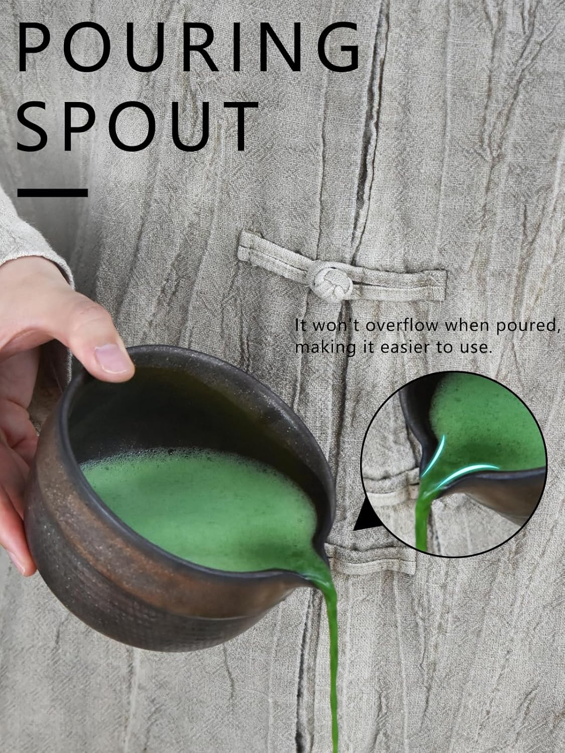 Artcome Luxury Matcha Tea Set – 4-Piece Japanese Matcha Kit with Black Rustic Glazed Bowl & Spout, Bamboo Whisk, Holder, Scoop & Manual – Handcrafted Ceramic Tea Ceremony Set