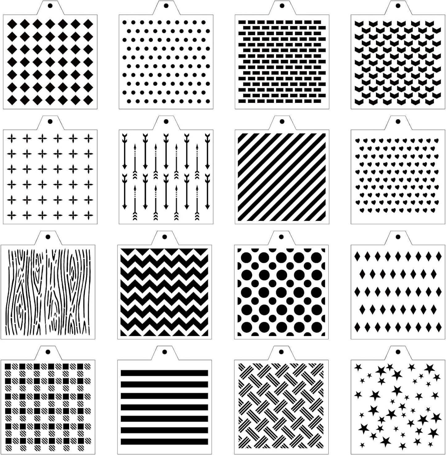 Stencil Genie 16 Pcs 5.5x5.5in Baking Stencils for Royal Icing, Airbrush, Sugar & Craft Painting