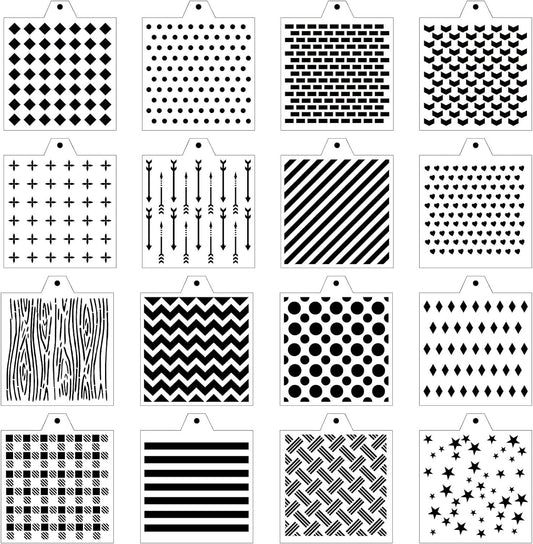 Stencil Genie 16 Pcs 5.5x5.5in Baking Stencils for Royal Icing, Airbrush, Sugar & Craft Painting
