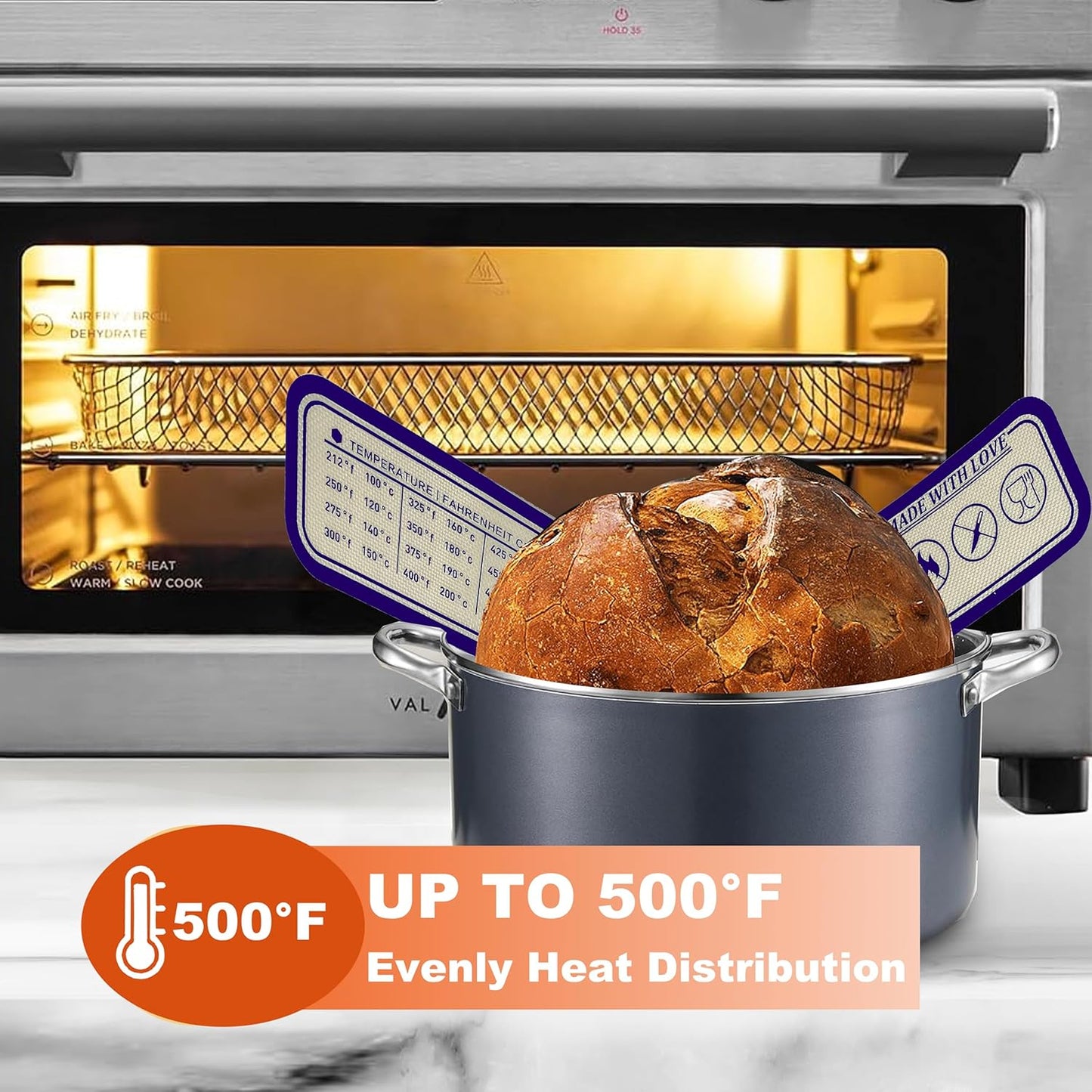 Silicone Bread Sling for Dutch Oven, 2 Pack (8" & 10" Round) – Non-Stick & 500°F Heat Resistant Sourdough Mat, Easy to Clean, Reusable Food-Grade Sourdough Slings - Fits 5–7 qt Dutch Ovens