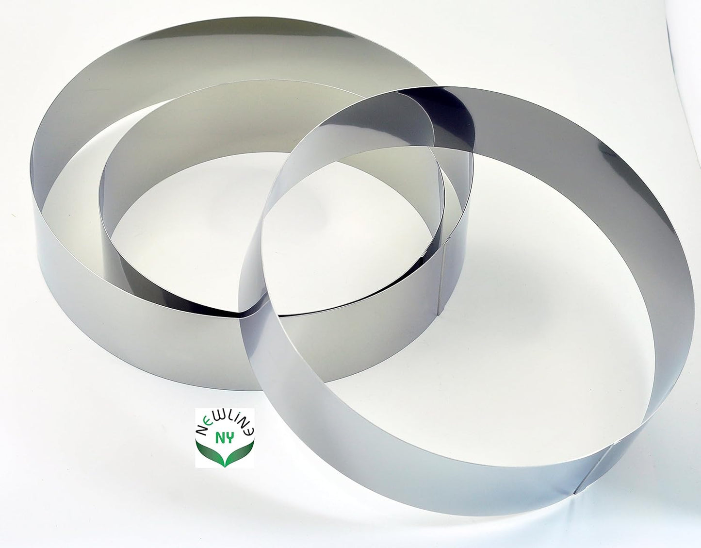 NEWLINE NY Stainless Steel Cake Mousse Rings for creating Round Appetizers, Molded Salads, Cakes, Mousse and Desserts, 3 Round Cake Mousse Flan Rings 8", 9.5" 10.5" Set