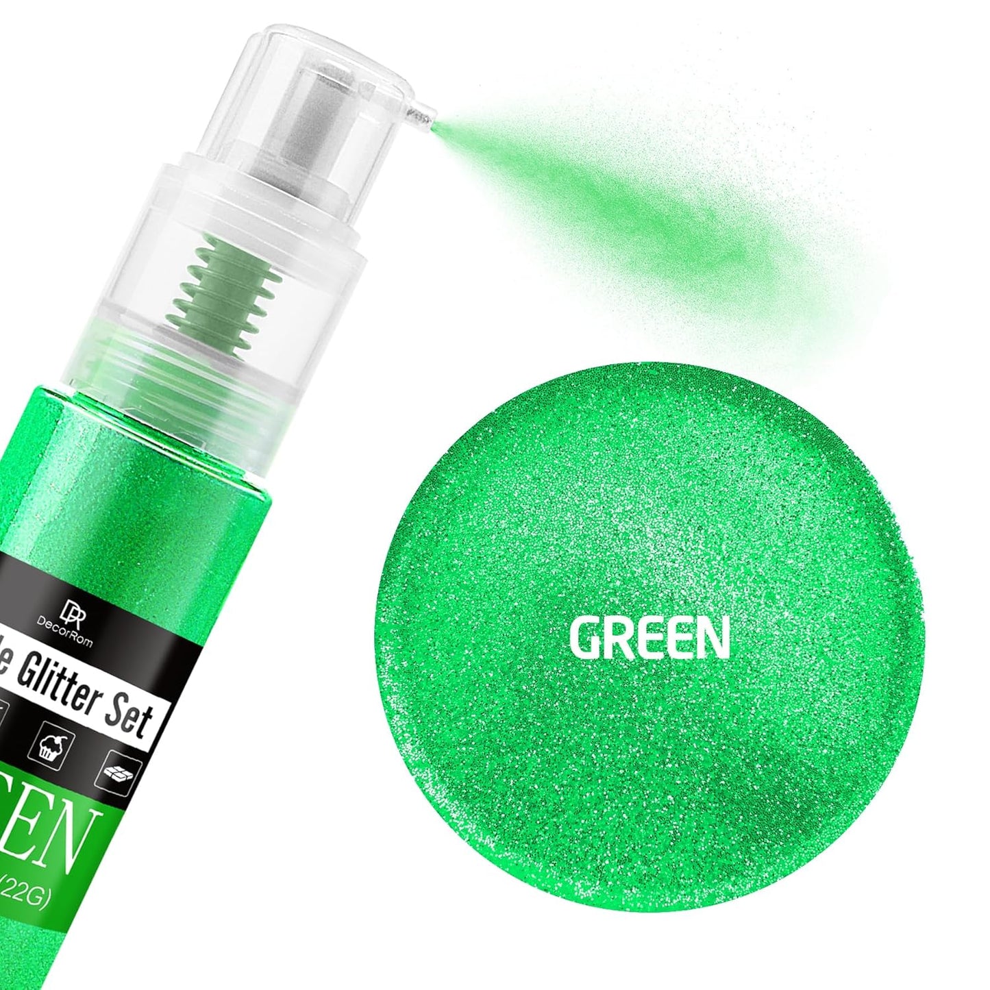 Edible Glitter Spray - 3/4oz Luster Dust Edible Food Grade Glitter Shimmer Dust Powder for Cocktails, Drinks, Cake Decorating - Metallic Food Coloring Powder for Wine, Candy, Cookie, Icing (Green)