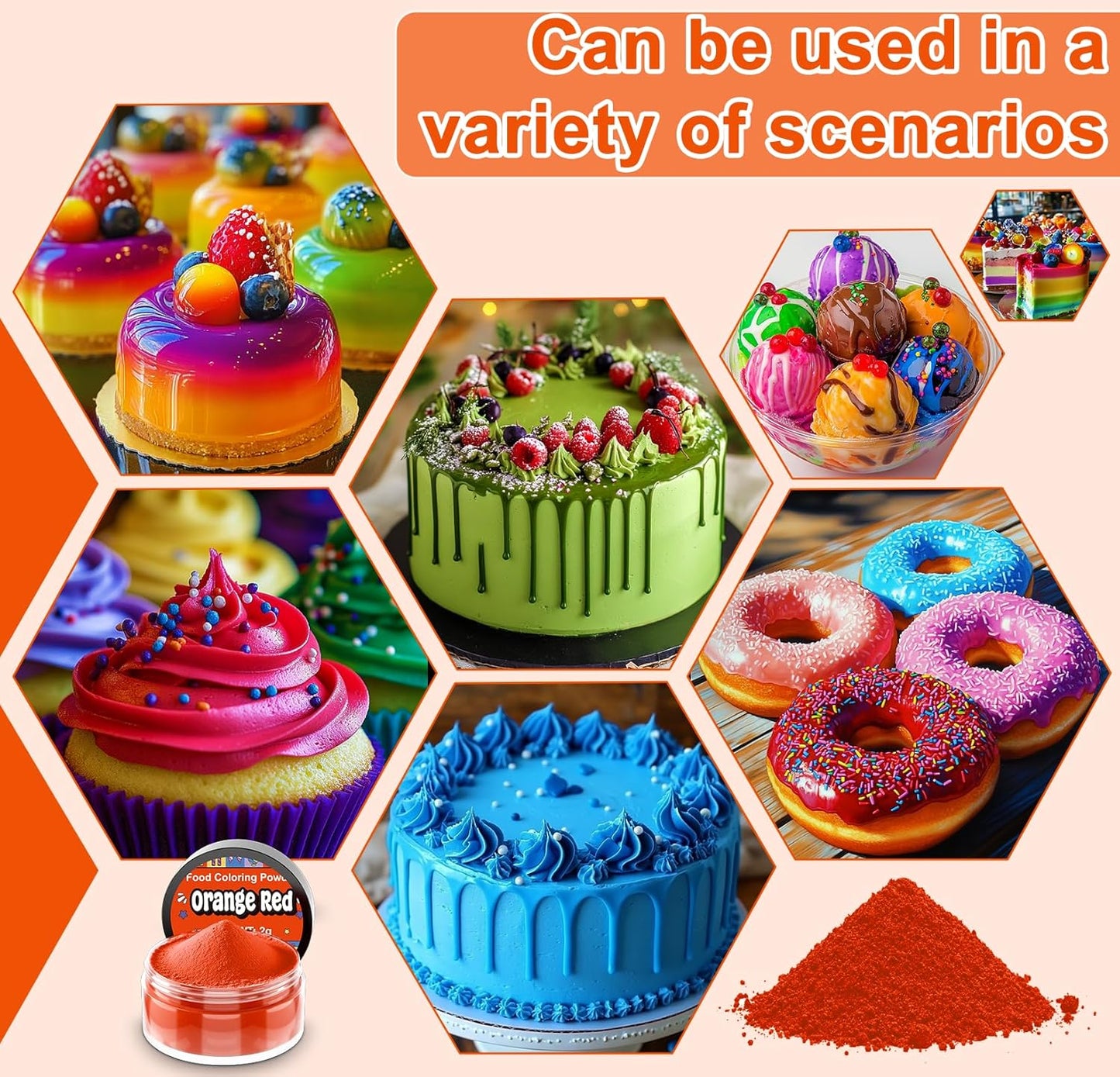 Food Coloring Powder - 24 Vibrant Colors Powder Food Coloring, Flavorless High Concentrated Food Dye for Icing, Cake Decorating, Baking, Cookies, Frosting, Slime - 2g/bottle