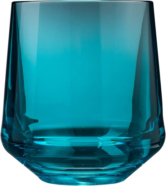 Drinique Unbreakable Stemless Wine Glasses – Set of 4 | 12oz Tritan Plastic | Made with 50% Recycled Content | Reusable, Dishwasher Safe, BPA-Free, Shatterproof | Indoor, Outdoor, Everyday Use - Teal