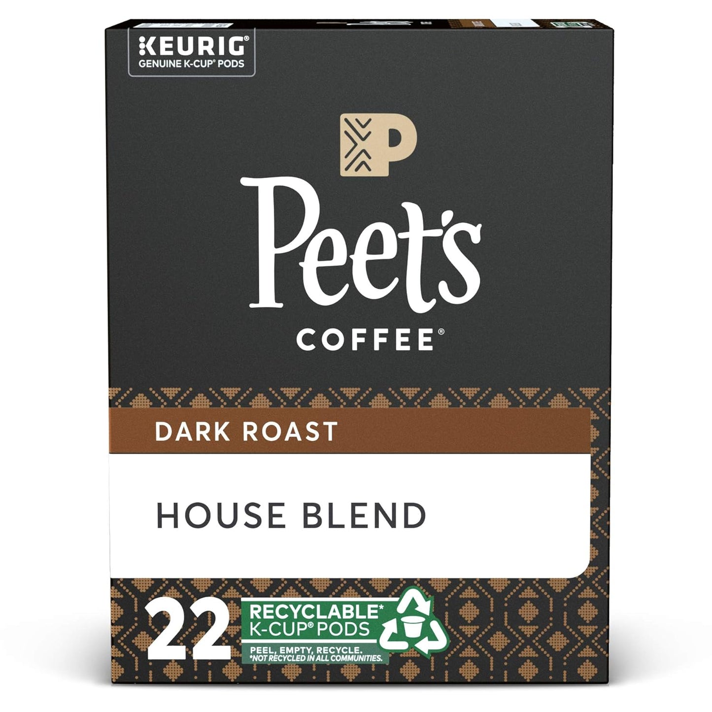 Peet's Coffee House Blend, Dark Roast, K-Cup Coffee Pods for Keurig Coffee Maker, 22 Count (Pack of 1)