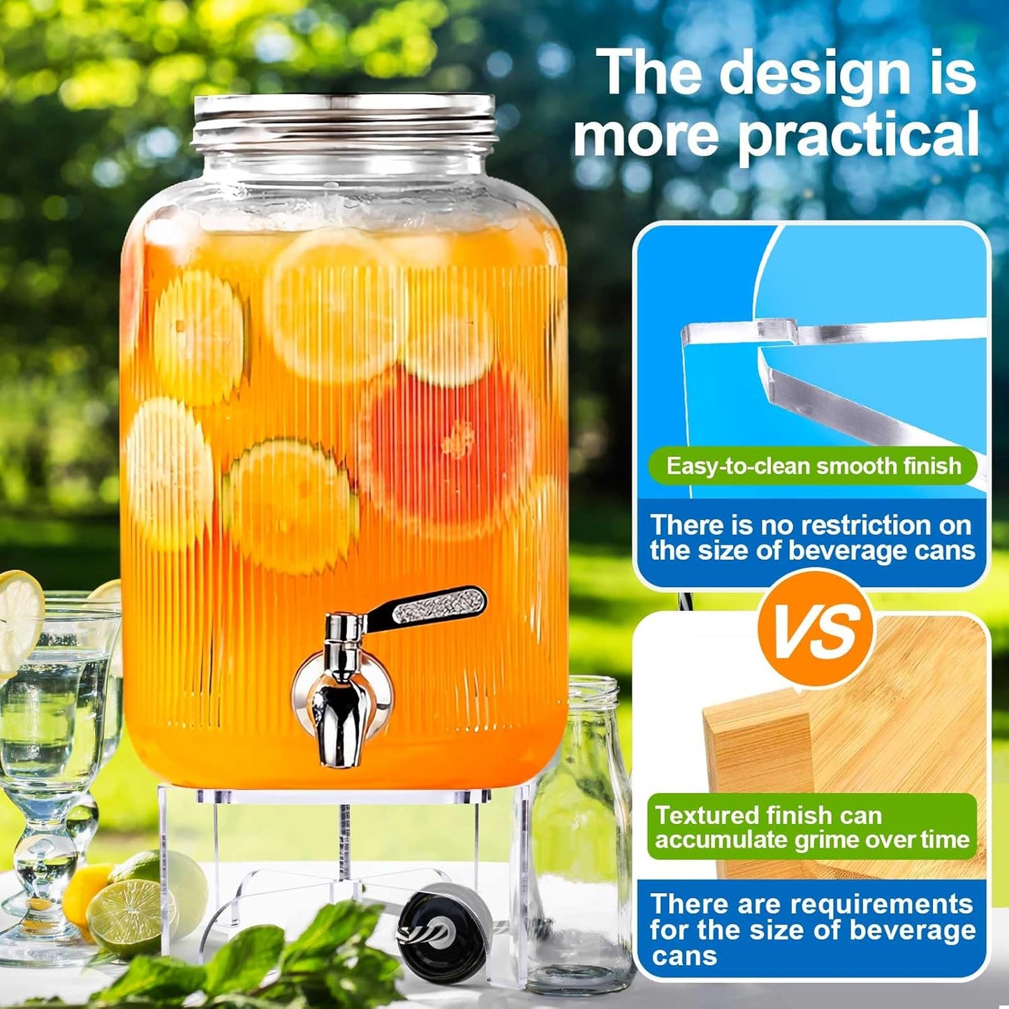 Acrylic Beverage Dispenser Stand Only, Fit Max 8.7 Inch Glass Drink Dispenser and Water Jug Holder, Plant Stand, Cake Display Stand for Parties and Catering Events