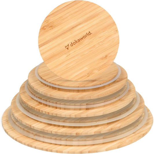 Glass Mixing Bowls Bamboo Lids - Lids are compatible with all Glass Mixing Bowls Set