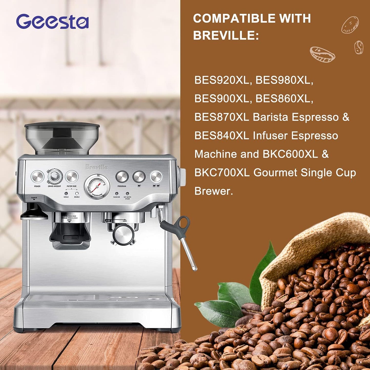 Premium 6-pack Water Filters For Replacement Breville BWF100 with Ion Exchange Resin inside