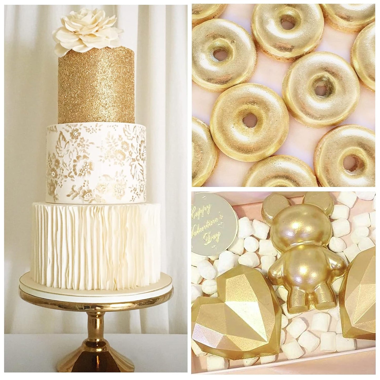 Edible Glitter - 10g Luster Dust Edible Food Grade Coloring Glitter for Cake Decorating, Baking, Drinks - Shimmer Dust Powder, Metallic Color Dusting Powder for Icing, Fondant, Candy, Cookie (Gold)