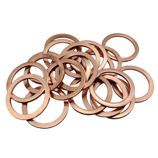 M22 Flat Washer Copper Sealing Ring, 22mm ID 28mm OD 1.5mm Thickness Metric Sealing Gasket, 20 Pieces