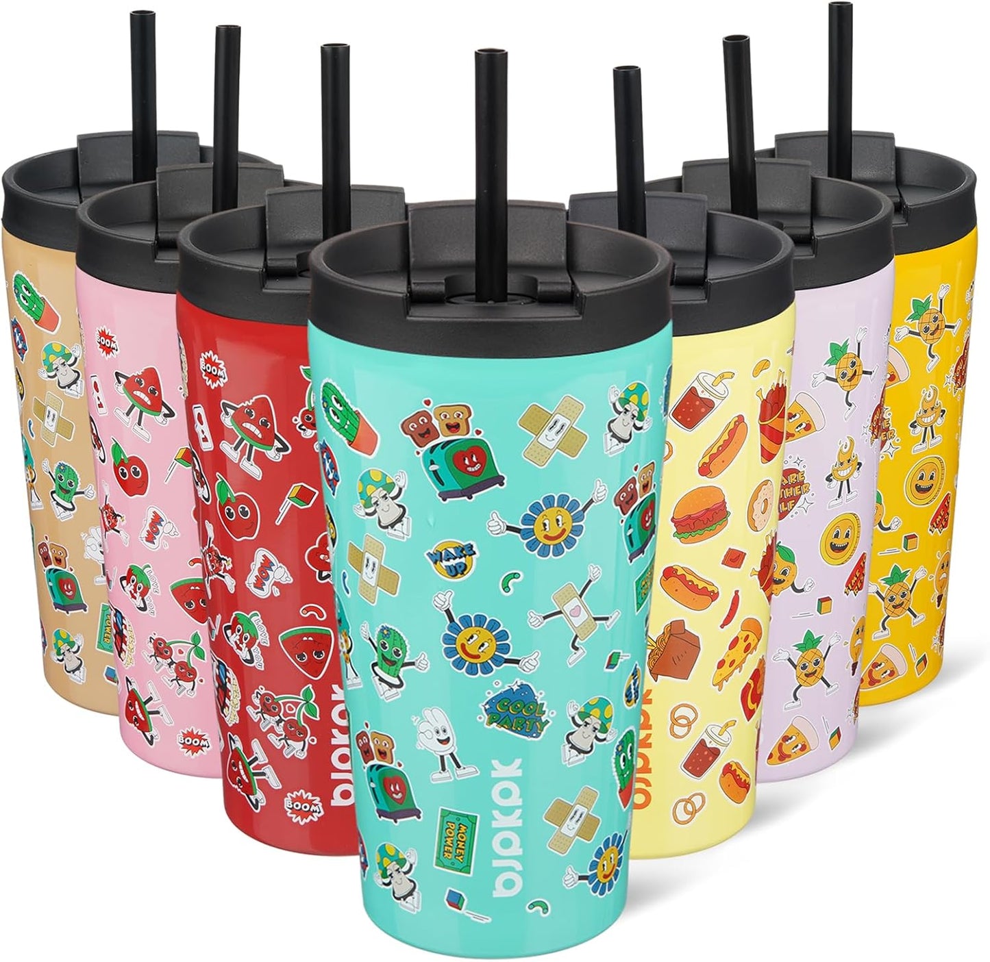 BJPKPK 18oz Stainless Steel Insulated Tumbler With lid And Straw Travel Coffee Thermal Tumblers Cup For Women And Men,Spring Party Green