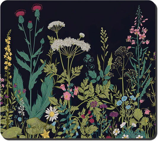 Rnivvi Dish Drying Mat for Kitchen Counter, 16 x 18" Cute Flower Theme Absorbent Heat Resistant Drying Pad with Non-slip Rubber, Coffee Bar Mats for Dish Rack Kitchen Decor Accessories, Black