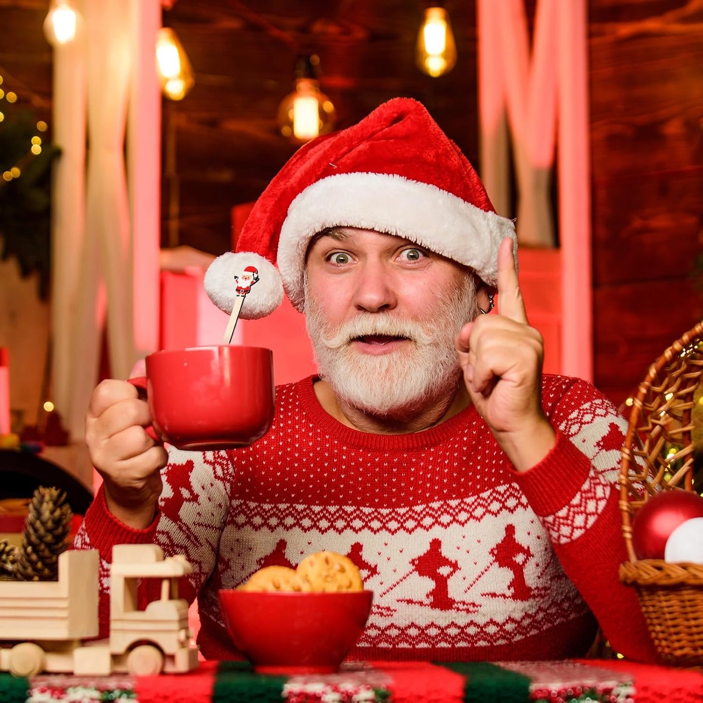 Mifoci 100 Pcs Christmas Wooded Coffee Stirrers Wood Cocktail Coffee Stir Sticks Disposable Stirring Sticks for Beverage Chocolate Hot Drink Party Supplies, 20 Styles (Vibrant Style)