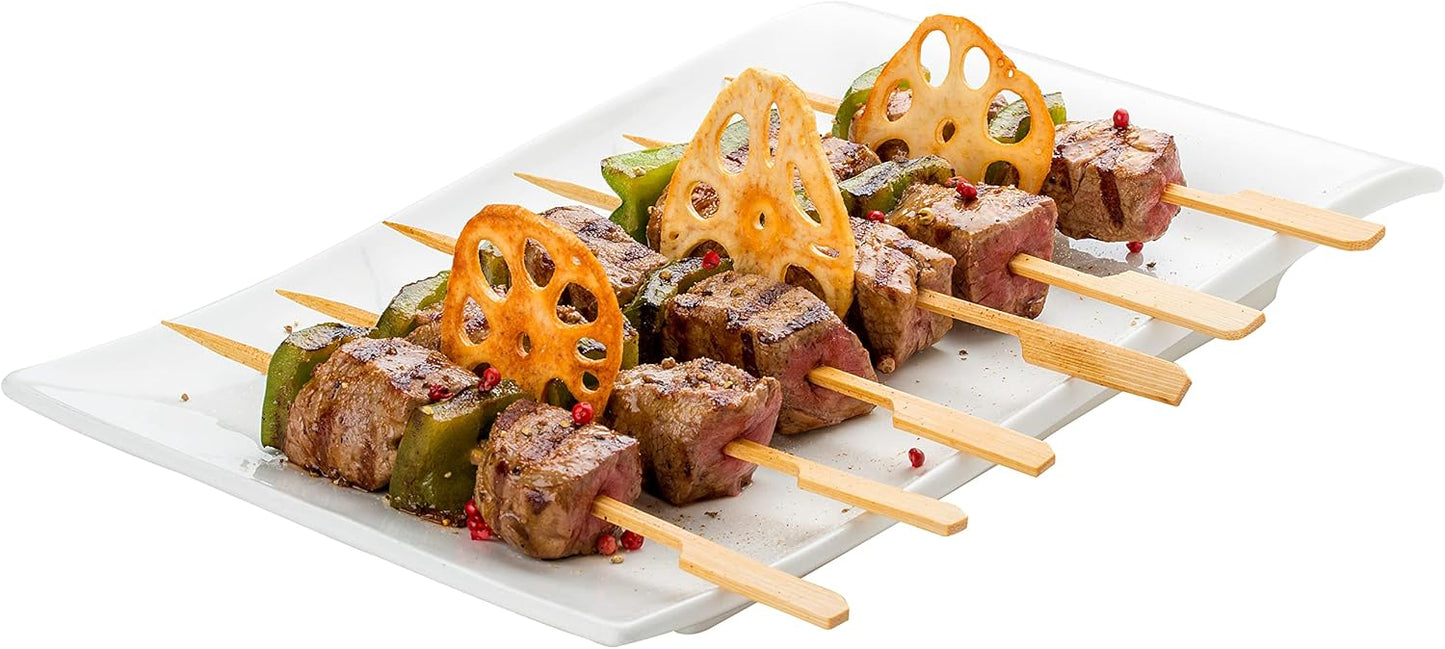 200 Count | KingSeal Natural Green Bamboo Wood Paddle Picks, Skewers for Appetizers and Cocktails, 4.5 Inches - 2 Packs of 100