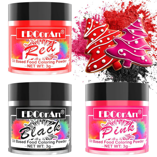 Oil Based Food Coloring Powder for Chocolate - 3 Colors Vibrant Edible Food Dye, Food Coloring Powder for Oil Based, Cake Decorating, Chocolate Melts,Candy Melts, DIY Crafts - 9 Gram