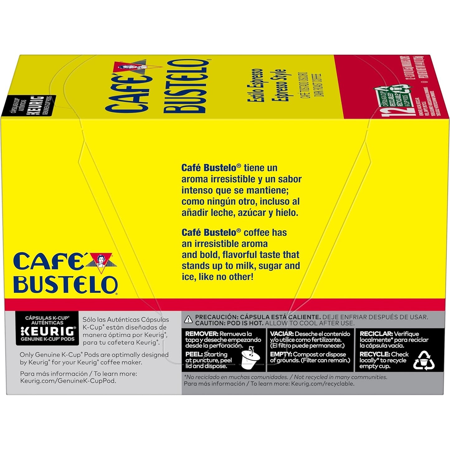 Café Bustelo Espresso Style Dark Roast Coffee, 72 Count Keurig K-Cup Pods