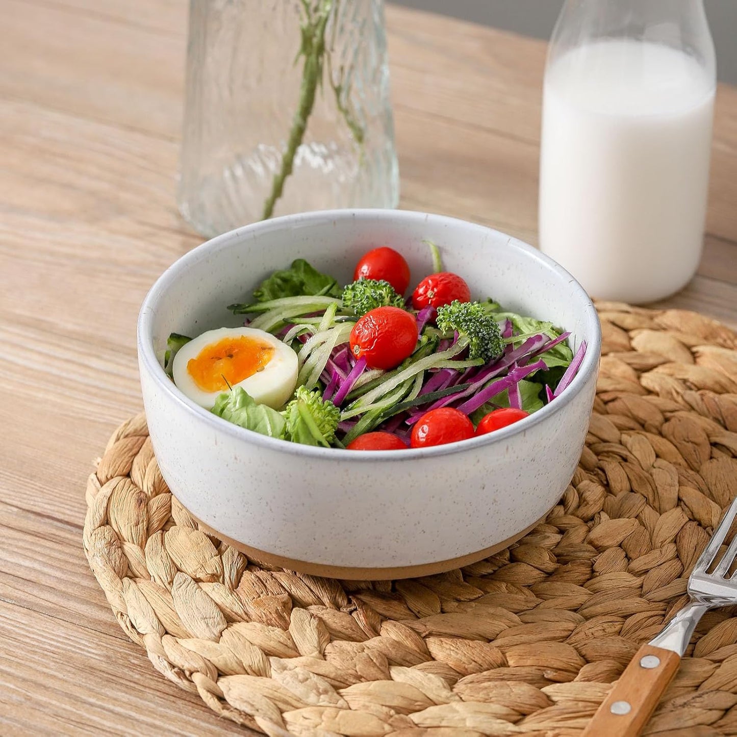 Ceramic Soup Bowls Set of 6,30 Ounce Stoneware Cereal Bowl,Porcelain Nesting Bowls for Oatmeal,Popcorn,Soup,Pasta,Fruit,Housewarming Gift,Microwave & Dishwasher Safe,White