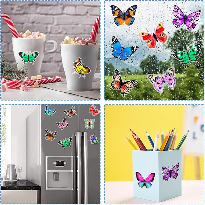 Window Clings Stickers for Kids Window Gel Clings Decals Thick Gel Clings Toddlers and Adults Classroom Home Nursery Airplane Birthday Party Supplies (Butterfly)