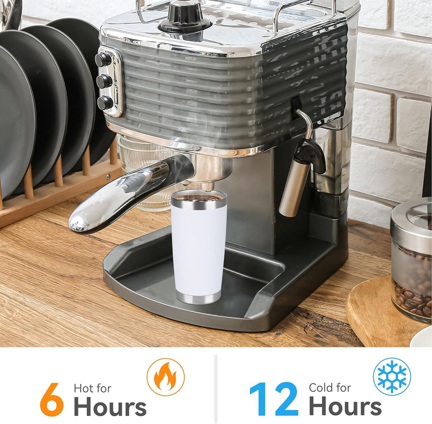 20 oz Tumbler Stainless Steel Tumblers Bulk with Lid Double Wall Insulated Coffee Tumbler Cups for Hot & Cold Drinks Powder Coated Travel Coffee Tumbler Mug Metal (White, 12 pack)