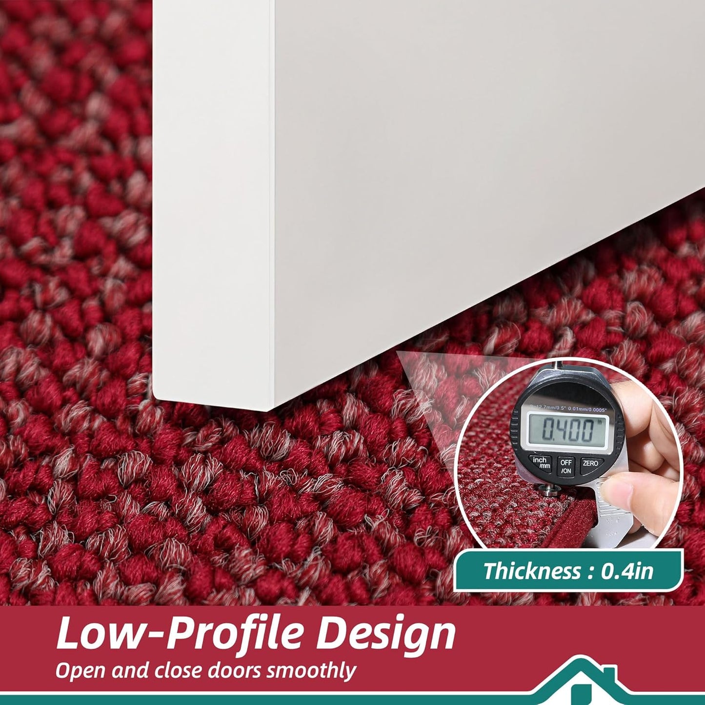 BEQHAUSE Dirt Trapper Door Mat 32" x 48", Non-Slip Washable Doormats Entrance Mat, Dirt Resistant and Absorbent Welcome Mat, Low Profile Floor Mats for Front Back Door and Entryway, Red