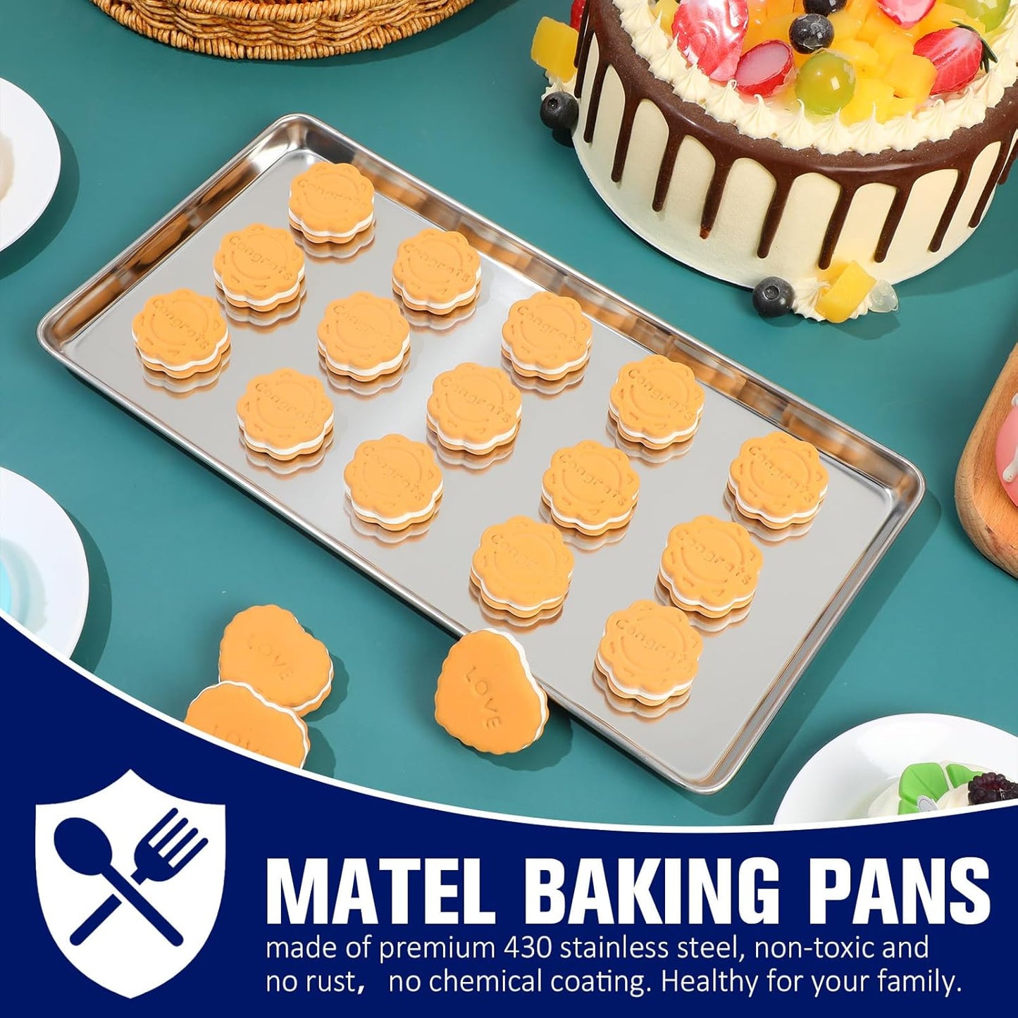 Mimorou 12 Pcs Baking Sheet Stainless Steel Cookie Small Metal Sheet Pans Professional Rectangle Oven Trays Kitchen Baking Cooking Oven and Toaster, Dishwasher Safe