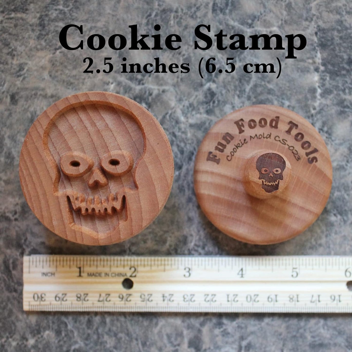 Wood Cookie Stamp, 2.5 Inch (Skull CS-023)