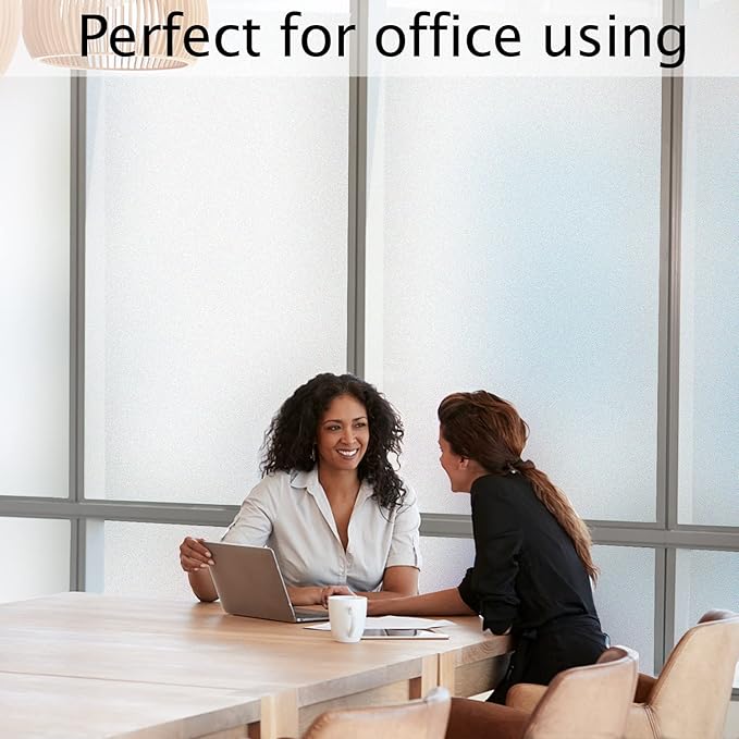HIDBEA Frosted Window Privacy Film Heat Control UV Blocking, Static Cling Non-Adhesive Reusable Door coverings for Bathroom Home Office (Frosted 23.6 Inch x 9.8 Feet)