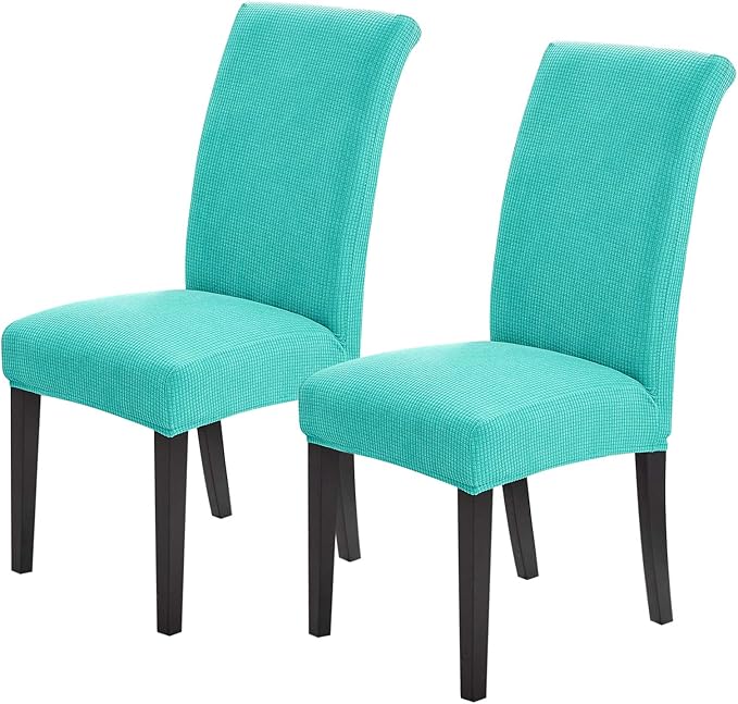 Joccun Chair Covers for Dining Room Set of 2, Dining Chair Slipcovers Stretch Dining Room Chair Covers Seat Protector,Washable Parsons Chair Cover for Home,Hotel(Turquoise,2 Pack)