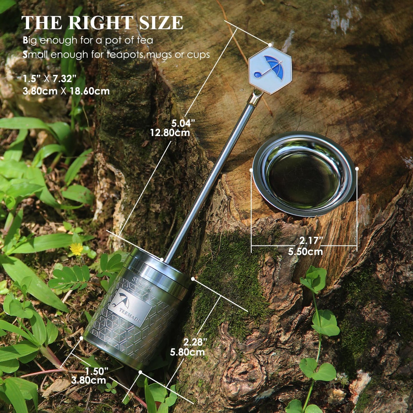 Tea Filter-Upgraded Extremely Extra Fine Mesh Filter 304 Stainless Steel Premium Reusable Loose Leaf Tea Strainer Infuser with Drip Tray (Small)