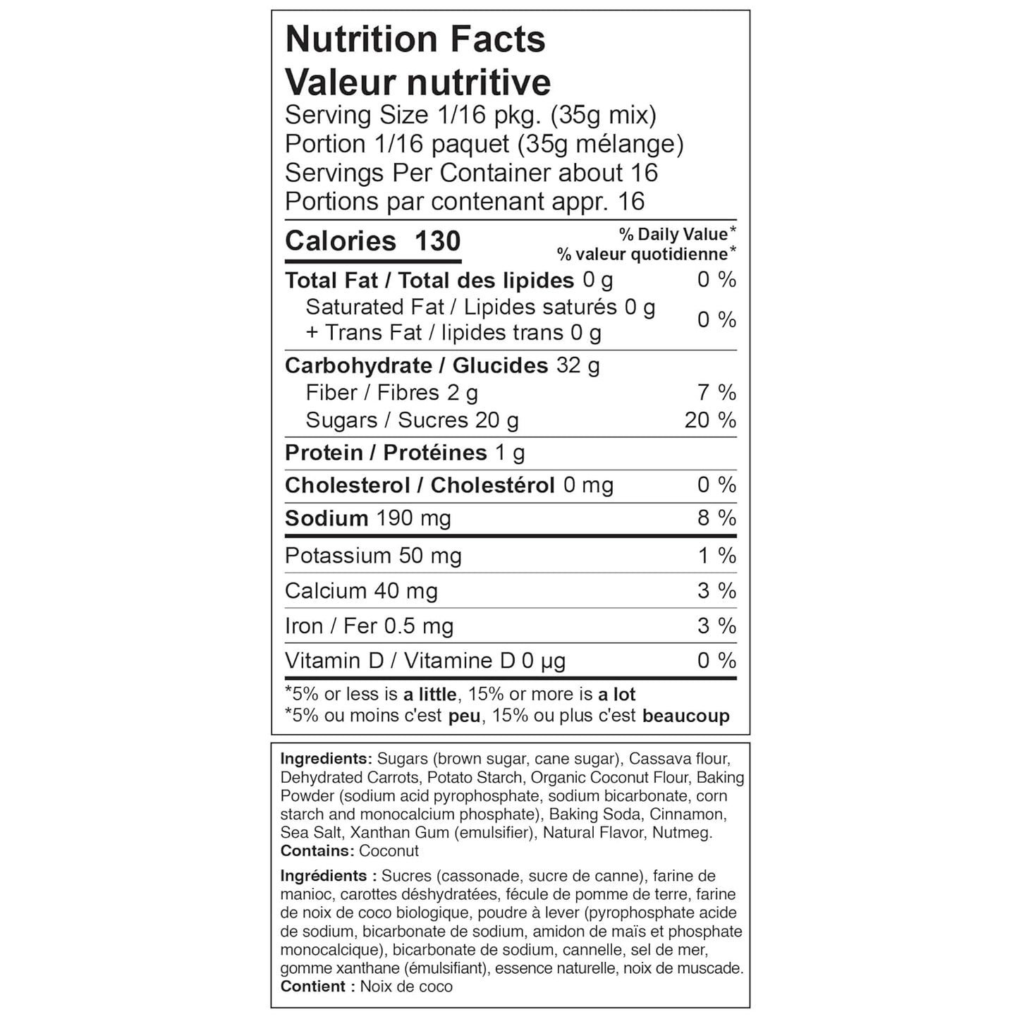 XO Baking Co. Gluten Free Carrot Cake Gourmet Cake Mix; Contains Real Carrots; Non-GMO; Kosher; Rice Free; Soy Free; Dairy Free; Peanut Free; No Preservatives; No Artificial Flavors or Colors, 20oz