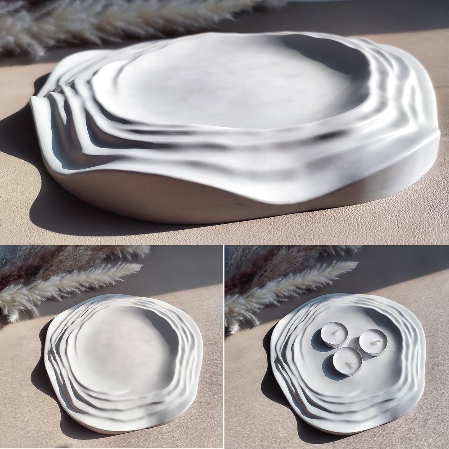 Wehous Irregular Tray Silicone Molds, Wave Flower Tray Resin Concrete Mold, 3D Unique Ocean Wave Shape Storage Container Mold for Epoxy Casting Cement Jewelry Candle Holder Soap Dish Plates DIY Craft