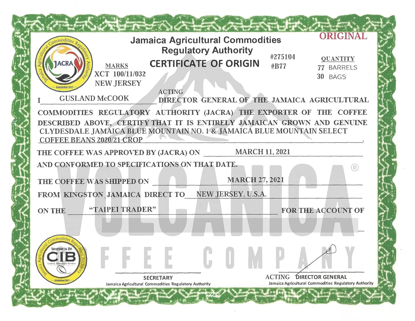 Jamaica Blue Mountain Coffee Blend, Ground, Fresh Roasted, 5 lbs