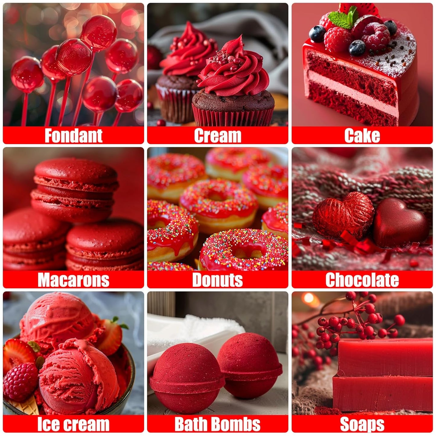 Oil Based Food Coloring for Chocolate - 50ml Red Upgraded Edible Oil Based Food Dye for Cake Decorating, Baking, Candy Melts, Cookie, Icing Frosting, Fondant, Meringues - 1.69 Fl.Oz Bottles