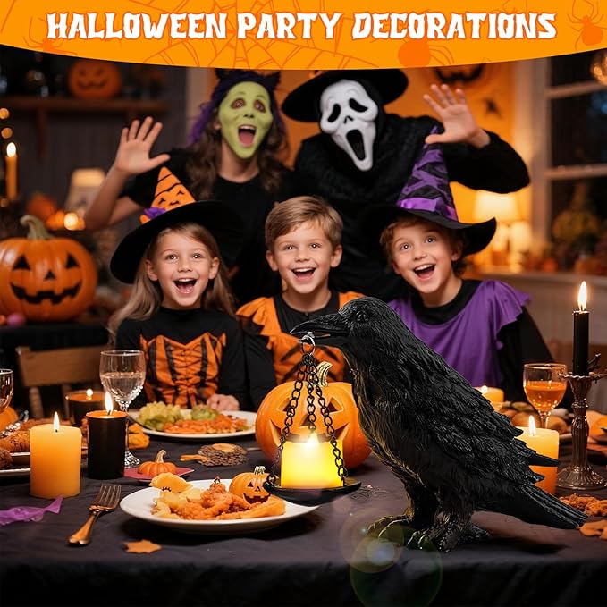 Raven Gothic Home Decor Fake Crow Light Holder Raven Lamp Tealight Candle Holder Resin Raven Statue 4PCS