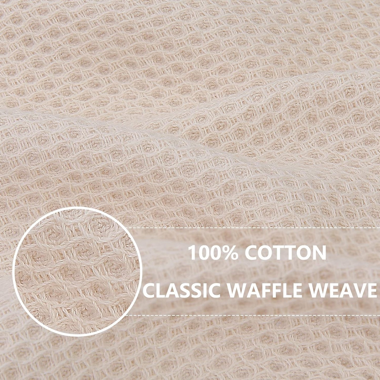 Homaxy 100% Cotton Waffle Weave Kitchen Dish Cloths, Ultra Soft Absorbent Quick Drying Dish Towels, 12 x 12 Inches, 24-Pack, Beige