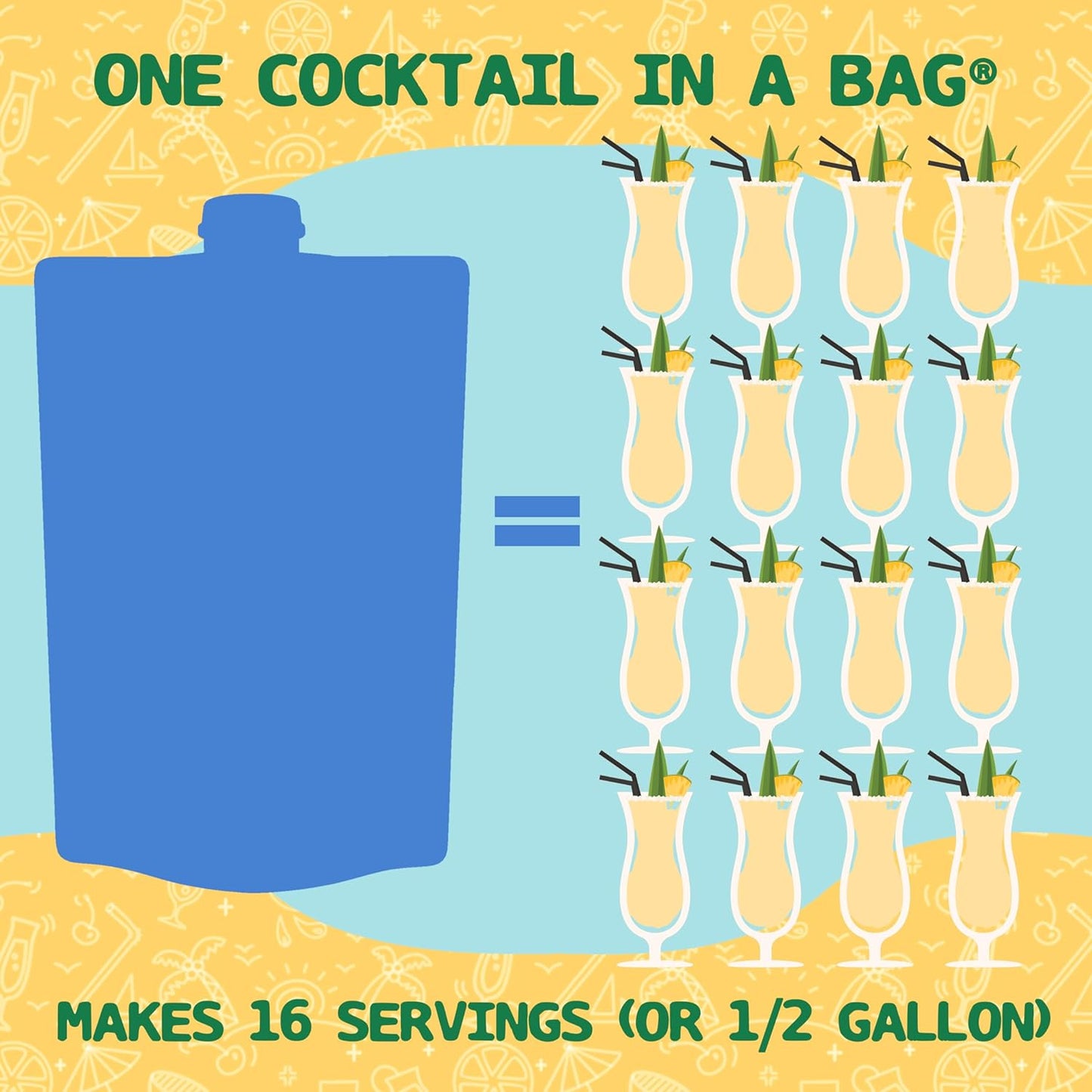 Lt. Blender's Pina Colada in a Bag – Pina Colada Drink Mix - Each Bag Makes 1/2 Gallon of Slushie Pina Colada Mix – Cocktail Mix - Make a Cocktail, Wine Slushie or Mocktail - (Pack of 1)