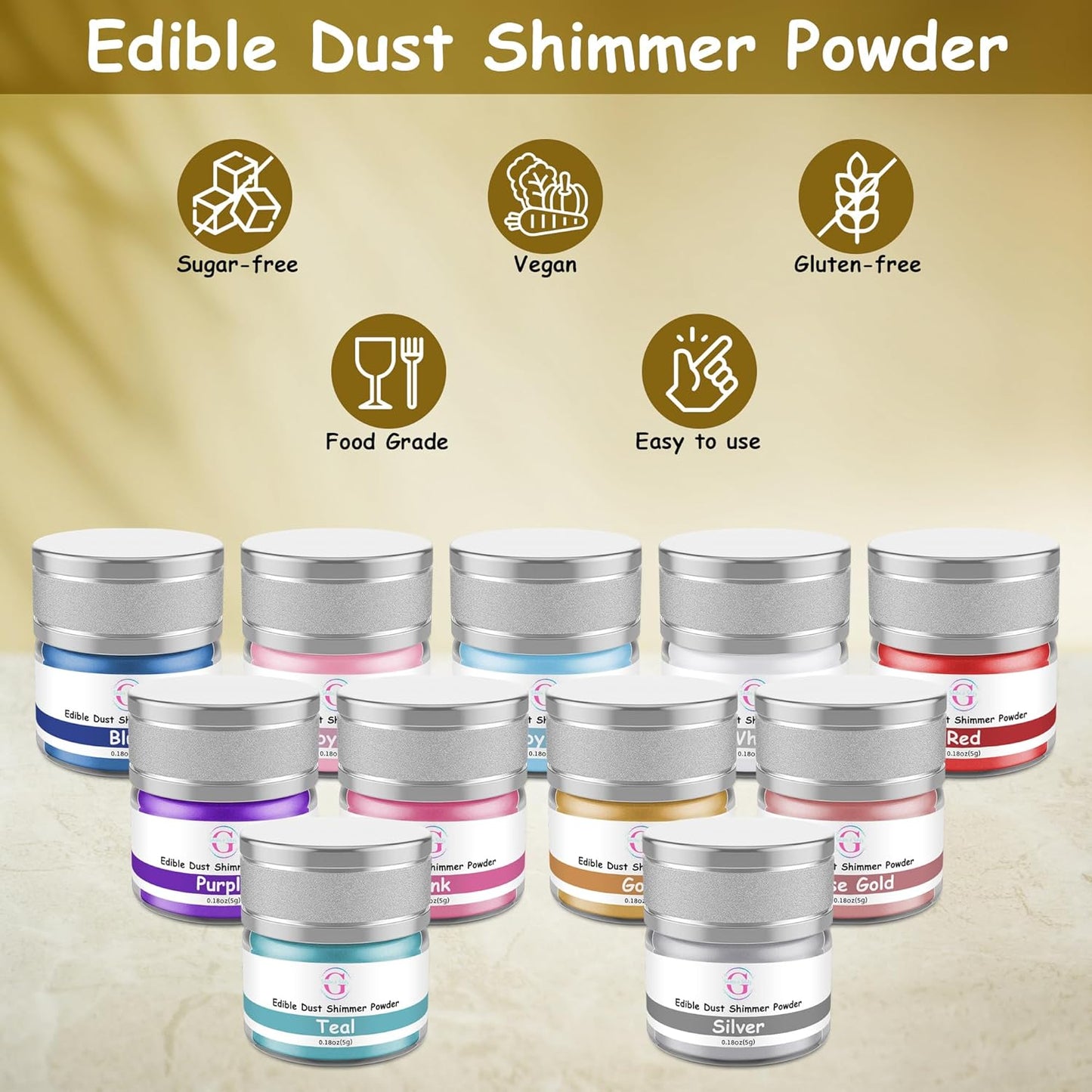 Glitter & Glitz Edible Glitter for Drinks - Premium Drink Glitter Edible Dust for Cocktails, Baking, Brew, Champagne - Luster Dust and Cocktail Glitter - Edible Glitter for Drinks Decoration (Pink, 5Grams)