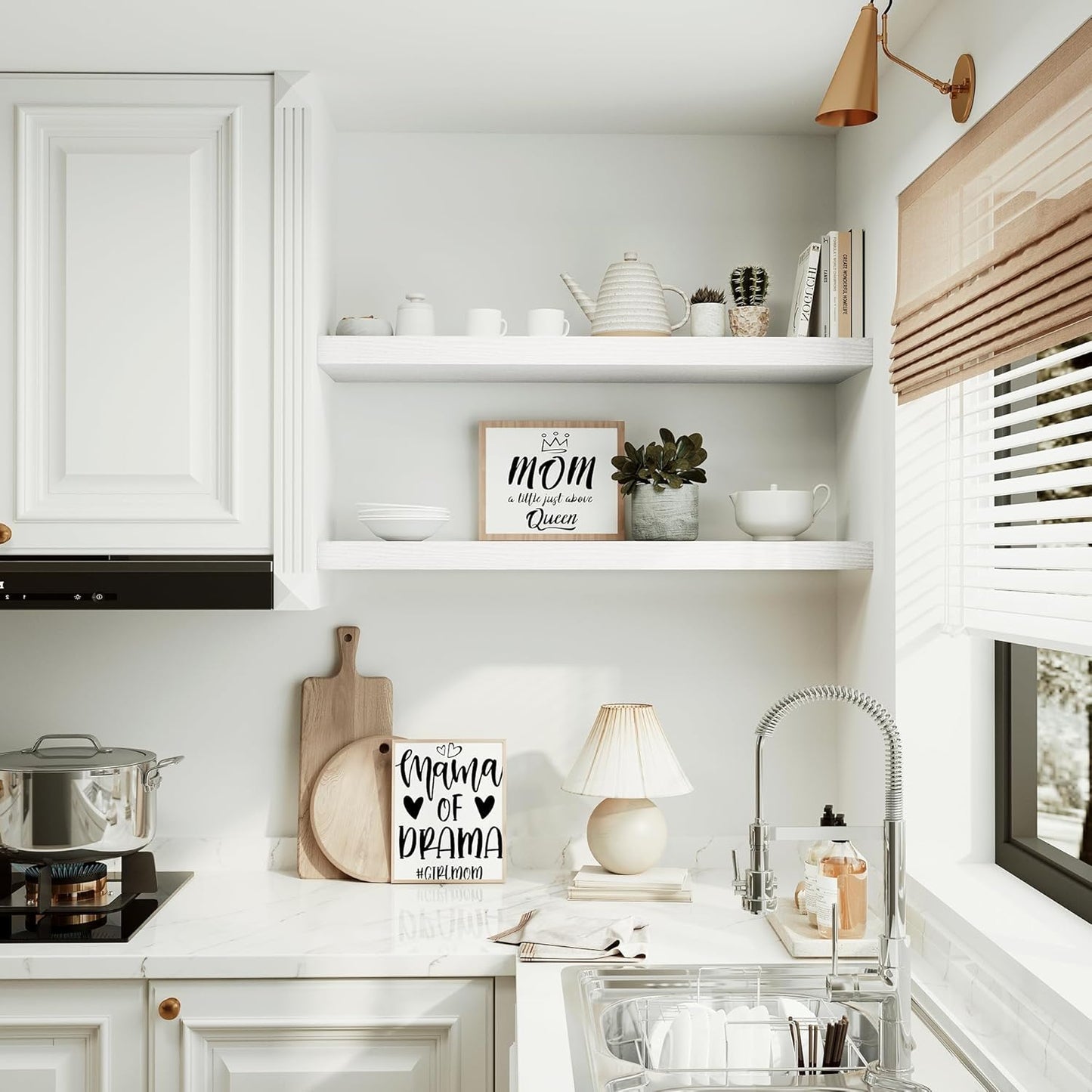 Vivelove 10 inches Deep Floating Shelves 36 inch Long, Wall Shelves Heavy Duty 70 lbs for Bedroom, Bathroom, Living Room, Kitchen, Office, Modern Shelf Home Decor with Invisible Bracket, White