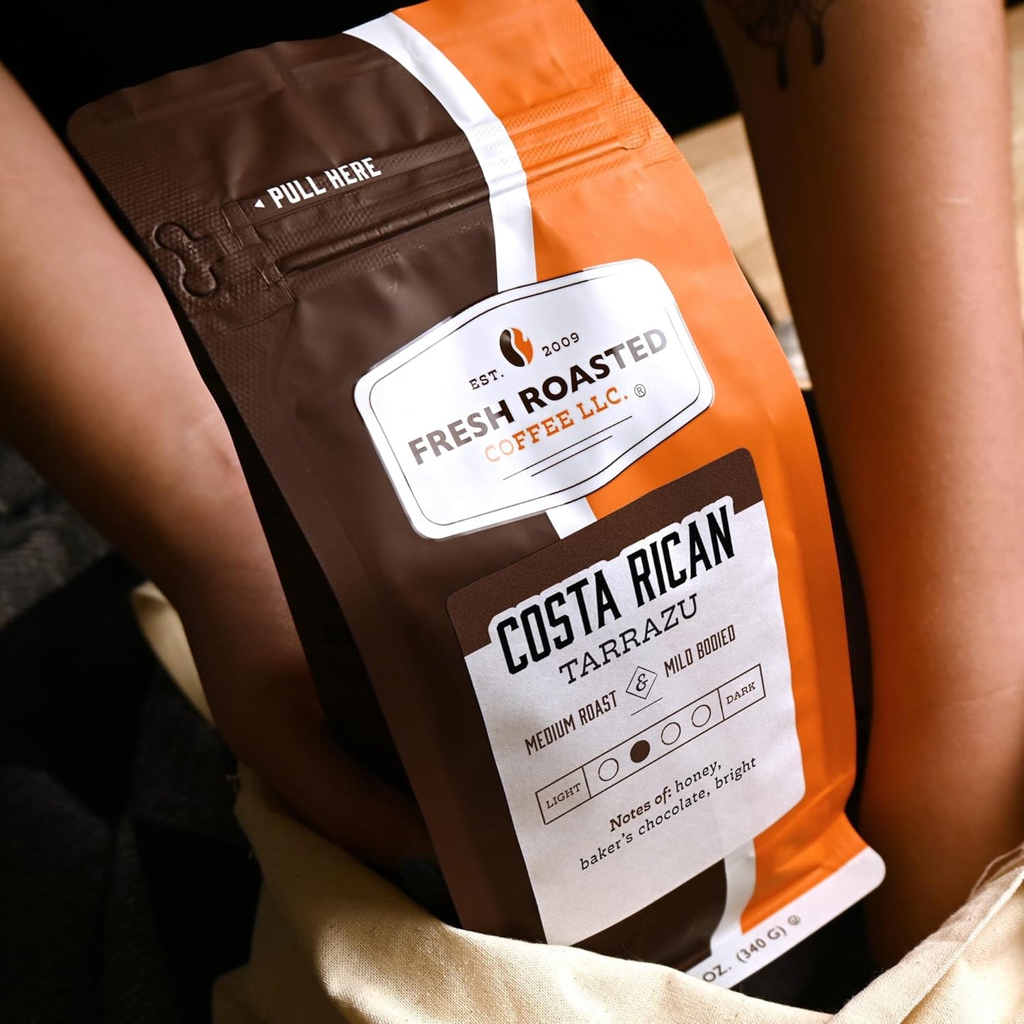 Fresh Roasted Coffee, Costa Rican Tarrazu, 12 oz, Medium Roast, Kosher, Whole Bean