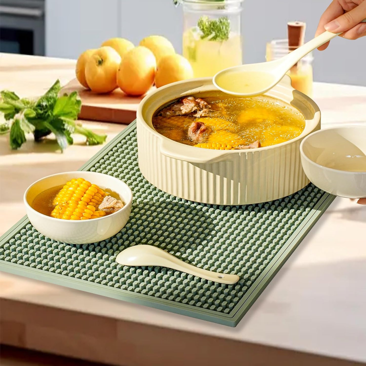 2 Pack Bar Mat, Home Bar Tool Drying Mats, Bar Accessories for The Home Bar Set 18''x12''（Green） for Bars, Outdoor Camping, Bar for Home