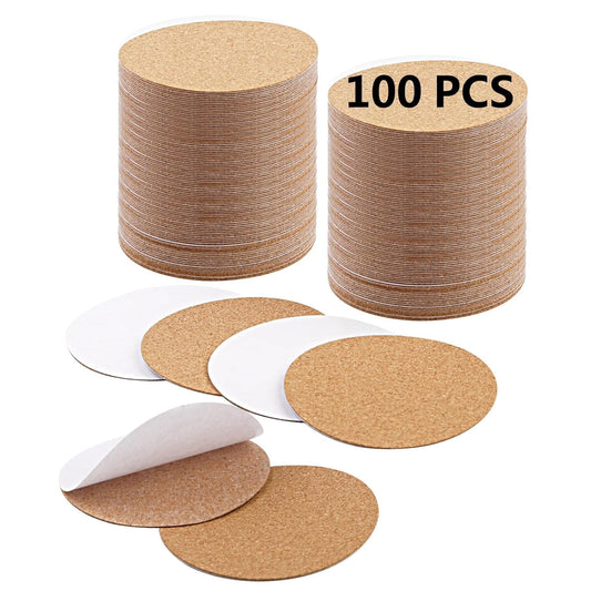 100 PCS self Adhesive Cork for Coasters Bulk,4 inches Coaster Bottoms self Adhesive,Round Coaster Backing with self Adhesive,DIY Crafts Drinks Cork Coasters
