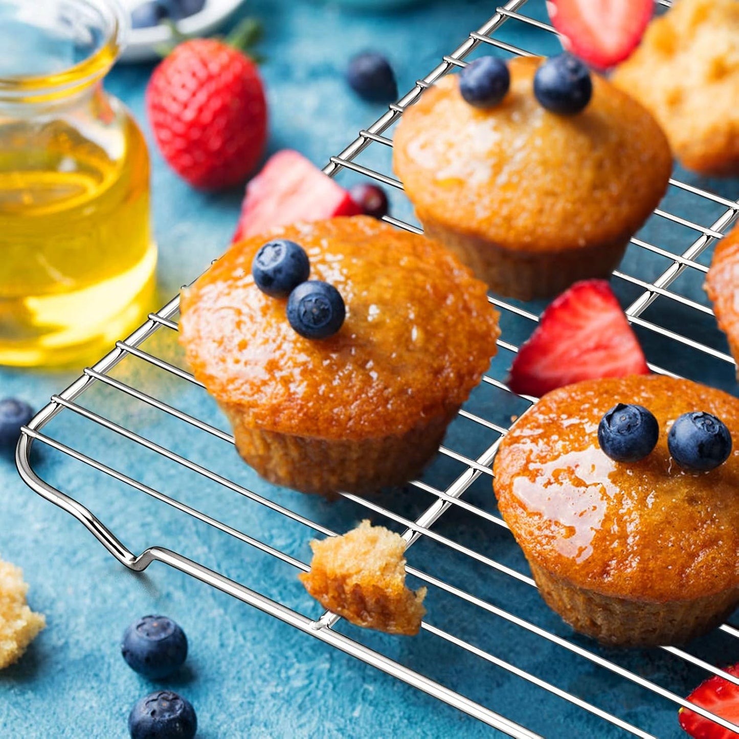 P&P CHEF Cooling Baking Rack Pack of 2, Stainless Steel Cooling Racks for Cooking Baking Roasting Grilling Drying, Dense Wires & Smooth Edge, Easy to clean, Silver, 16.6" x 11.5"