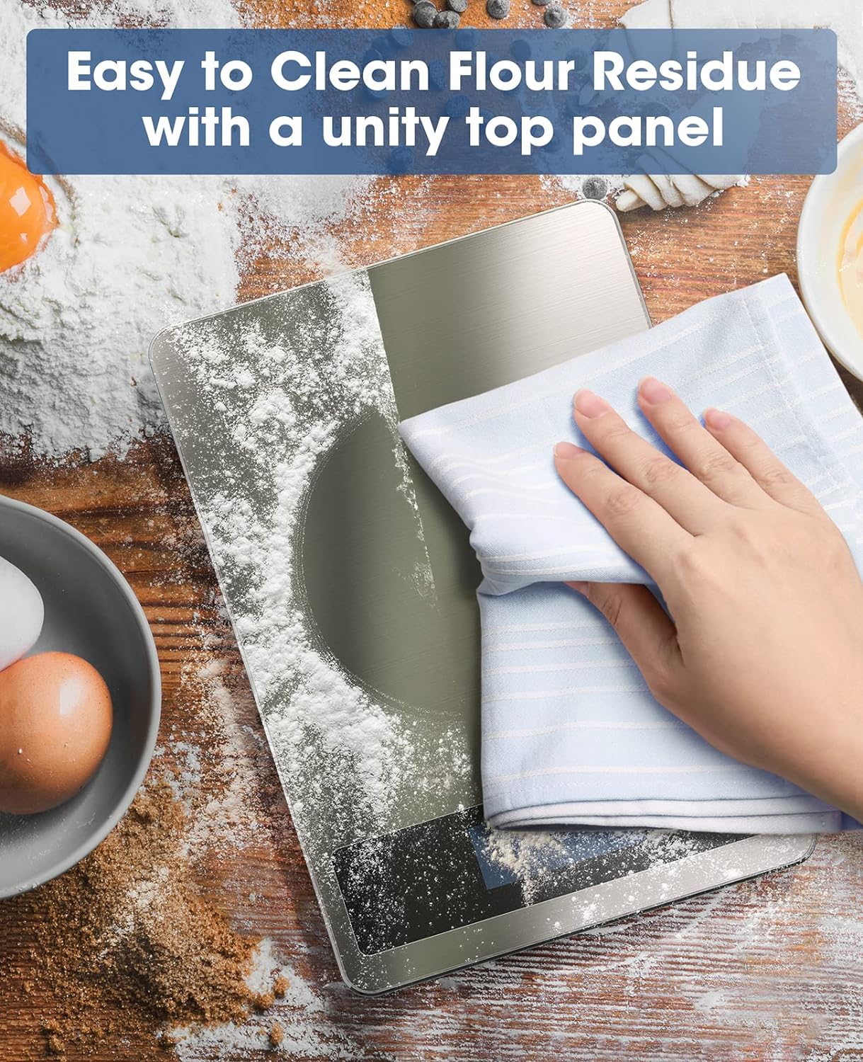 Nicewell Food Scale, 22lb Digital Kitchen Scale Weight Grams and oz for Cooking Baking, 1g/0.1oz Precise Graduation, Stainless Steel and Tempered Glass (Ash Silver)