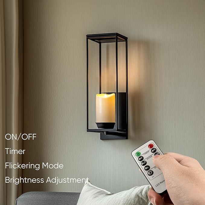 Homemory 4"x6" Outdoor Waterproof Flameless Candles with Timers and Remote Control, Battery Operated Candles, LED Plastic Candles, Ivory White, Set of 2