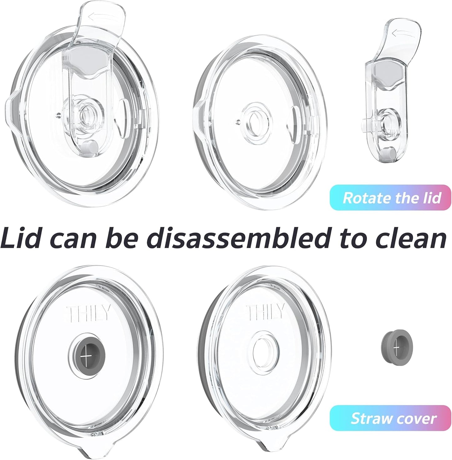 THILY Stainless Steel Vacuum Insulated Tumbler Travel Mug 26 oz Coffee Cup with 2 Lids and Straws, Splash Proof, Keep Ice Drinks Cold, Candy Pink