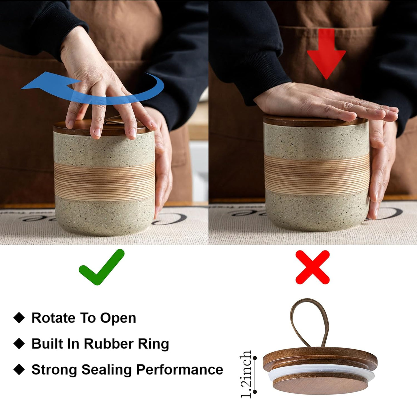 Spice Jars with Lid, Coffee Container Kitchen Food Storage Jars for Spice Sugar Tea Bag, Stackable Decorative Canisters for Countertop, 37 fl.oz