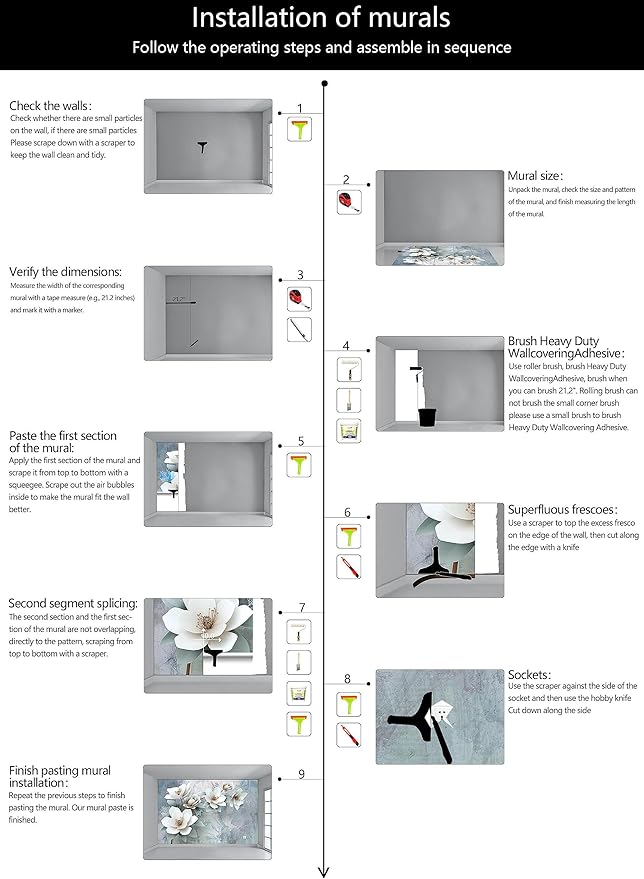 WFBHUA-Green Floral Wallpaper Mural Modern Large 3D Art Flower Wallpaper for Living Room Bedroom Bathroom Wall Mural(Not Peel and Stick)