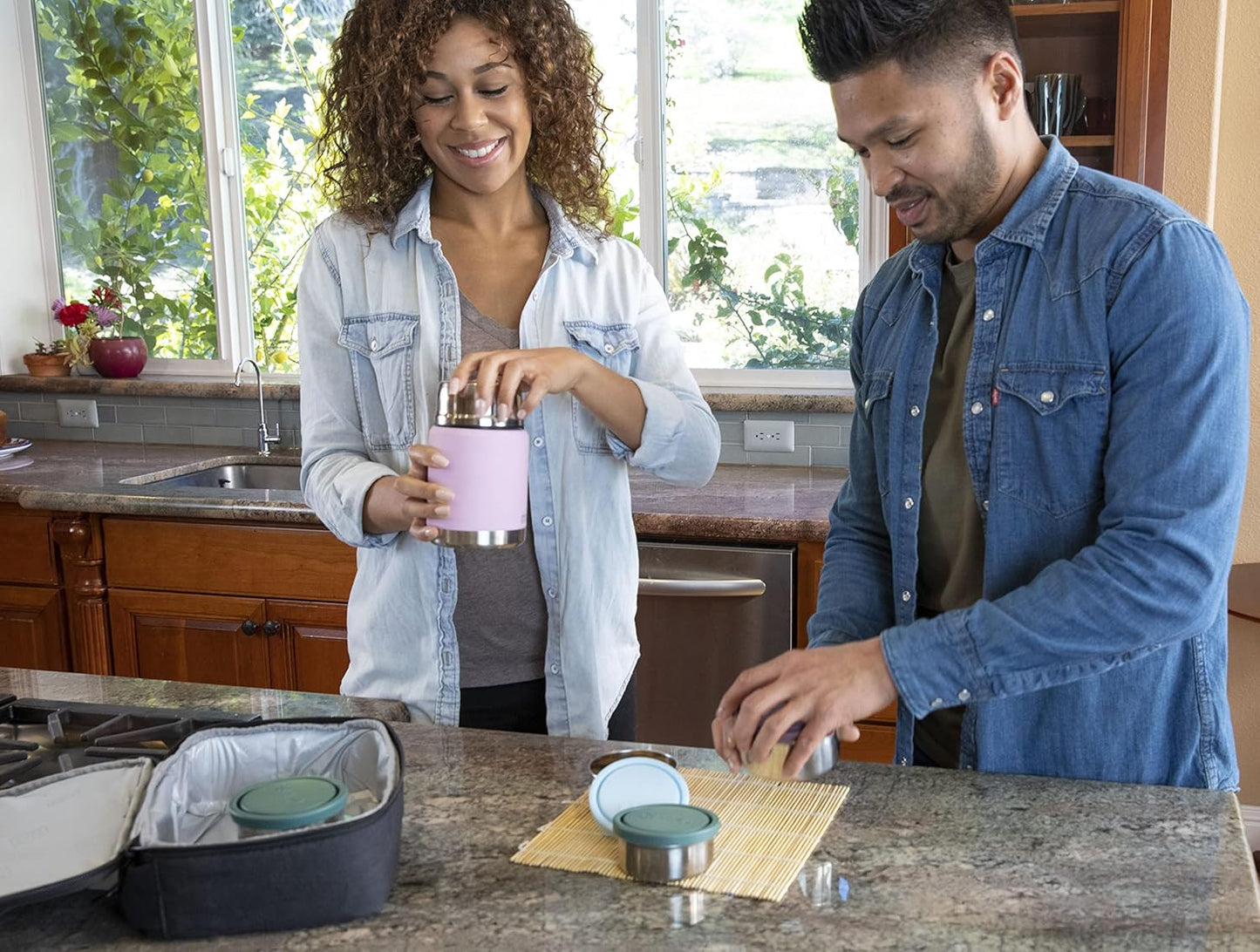 MIRA 15 oz Insulated Food Thermos for hot and cold foods - Leak-Proof Stainless Steel Container with Spoon - Black